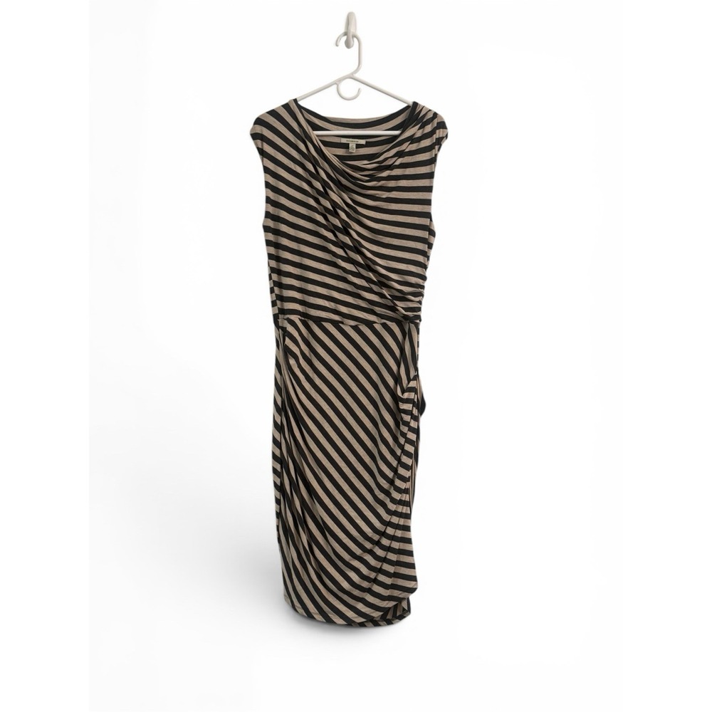 Jersey knit dress, Bordeaux (Anthropologie), striped faux-wrap bodycon dress - Picture 1 of 5